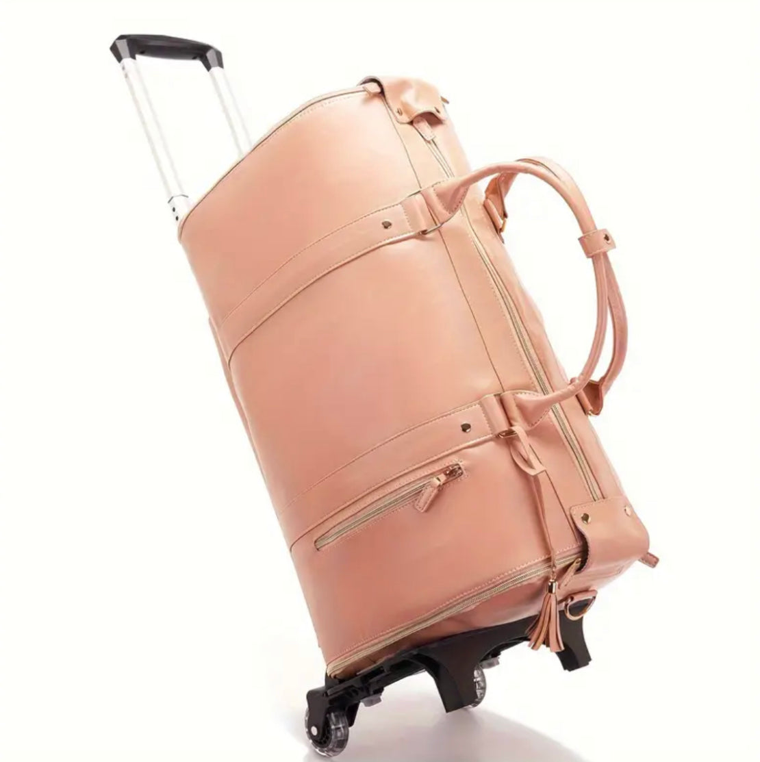 Pink suitcase with wheels